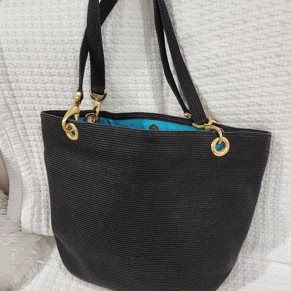 ERIC JAVITS TOTE BAG. RAFFIA BAG, STRAW BAG EUC - Picture 5 of 12
